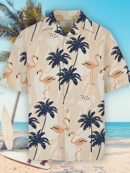 Shirt Collar Vacation Cotton Blends Short Sleeve Shirt