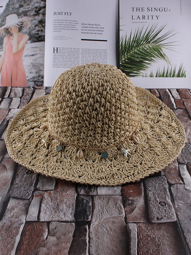 JFN Vintage Boho Collapsible Woven Straw Dresses Hat