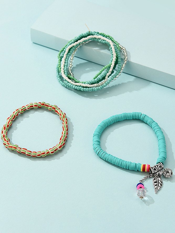 JFN Boho Beach Colorful Rice Beads Multilayer Bracelet Set