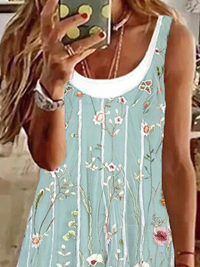 JFN Round Neck floral Casual Midi Dress