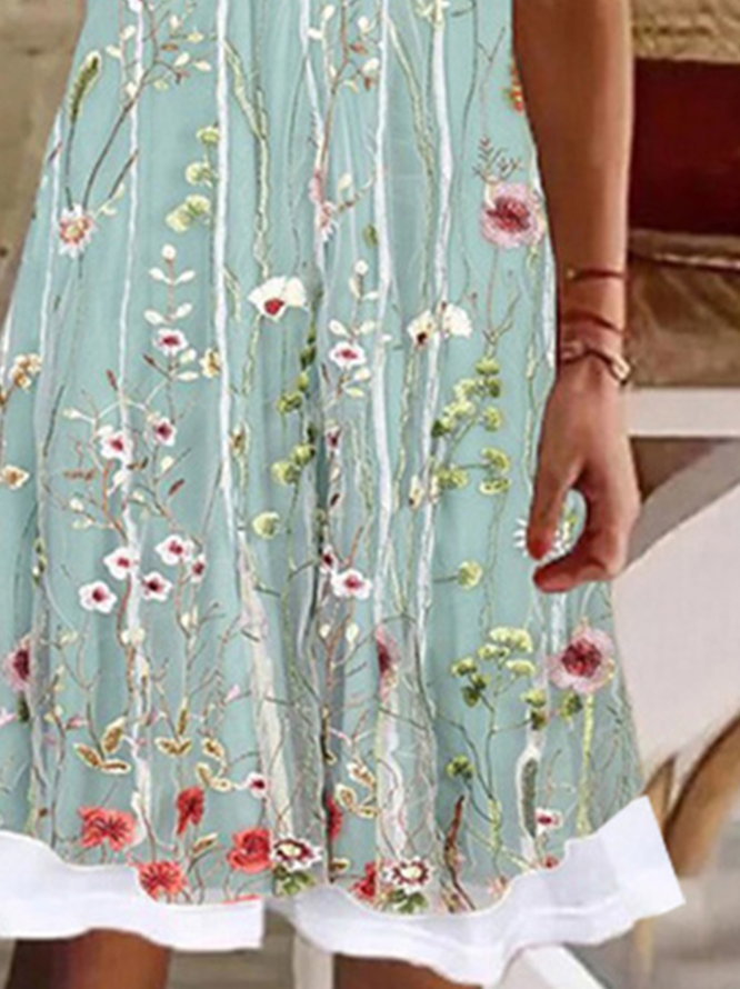 JFN Round Neck floral Casual Midi Dress