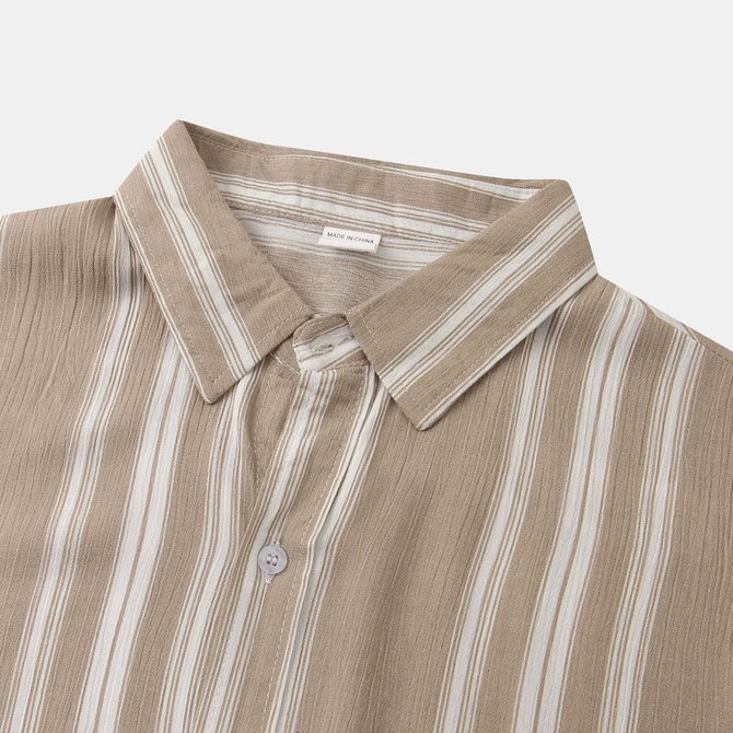 Shirt Collar Striped Casual Short Sleeve Shirts