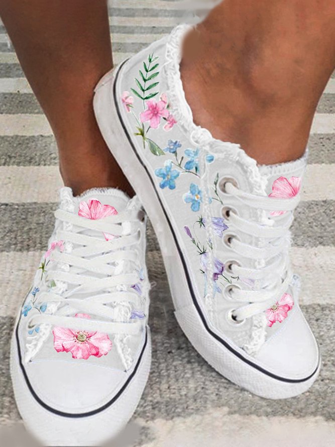 JFN Fashion Floral Ultralight Breathable Sports Canvas Shoes