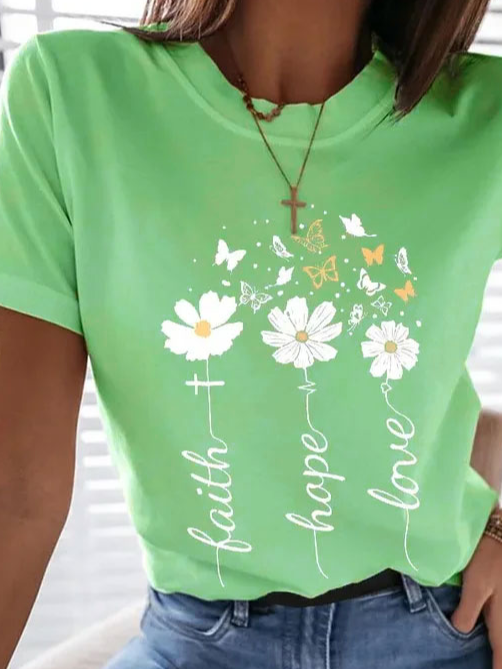 JFN Floral Regular Fit Casual Short Sleeve T-Shirt/Tee