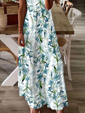 JFN V Neck Floral Vacation Beach Maxi Prom Dress