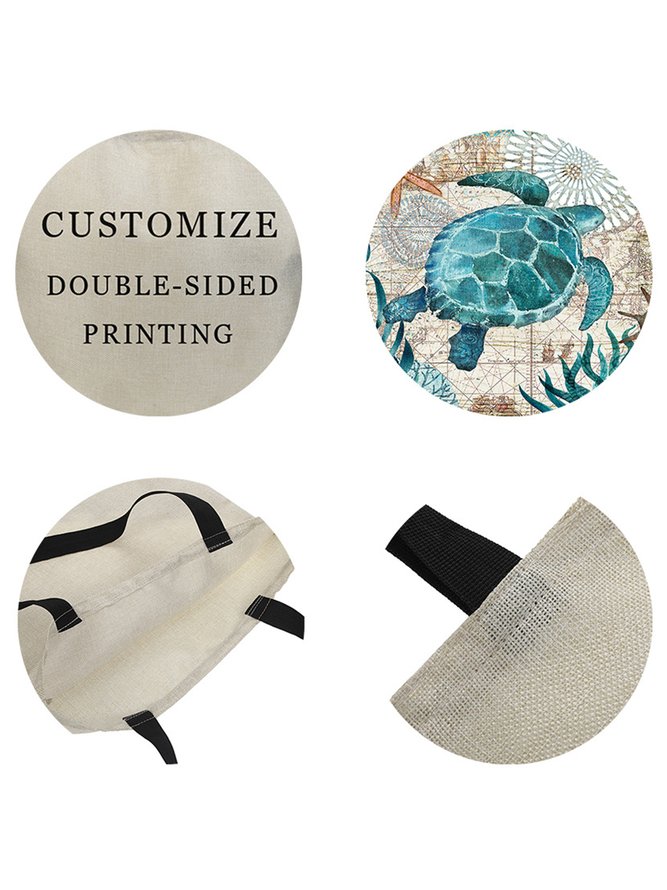 JFN 3D Turtle Digital Printing Waterproof Cotton Linen Shoulder Bag Shopping Bag