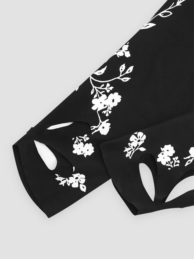 JFN Hollow Out Color Block Floral Regular Fit Leggings
