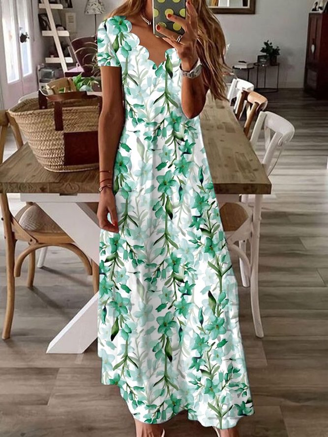 JFN V Neck Floral Vacation Beach Maxi Prom Dress | justfashionnow