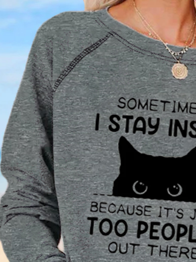 JFN Cat Animal Casual Ladies Loose Knit Sweatshirt