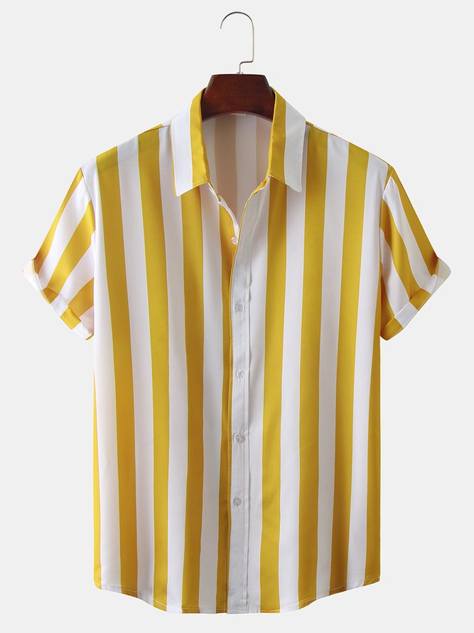 Casual Striped Short Sleeve Shirt