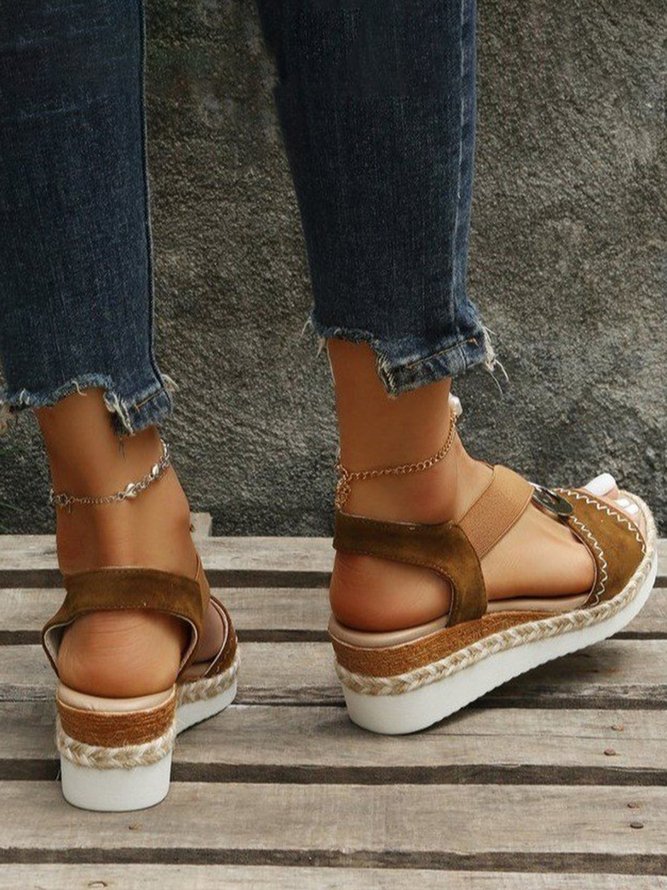 Metal Woven Wedge Platform Roman Sandals