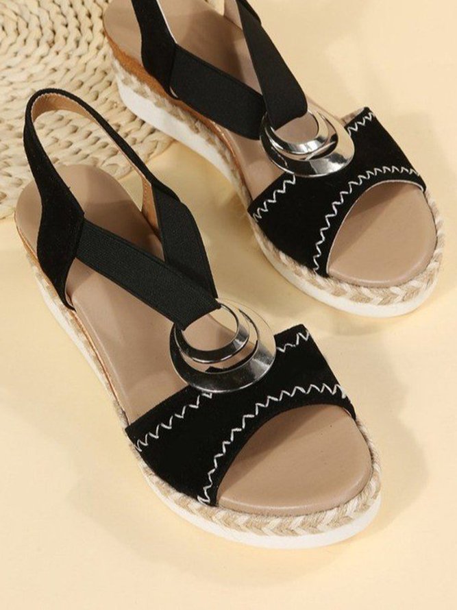 Metal Woven Wedge Platform Roman Sandals