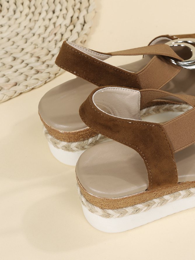 Metal Woven Wedge Platform Roman Sandals