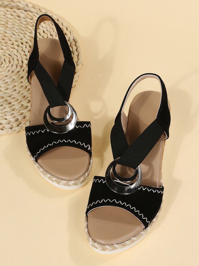 Metal Woven Wedge Platform Roman Sandals