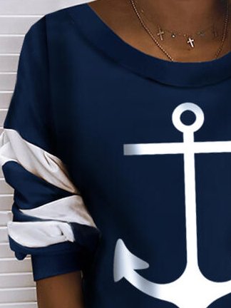 JFN Women Anchor Long Sleeve Crew Neck Sweatshirt