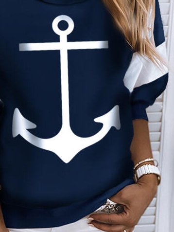 JFN Women Anchor Long Sleeve Crew Neck Sweatshirt
