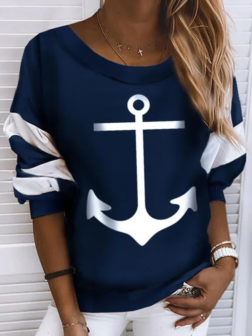 JFN Women Anchor Long Sleeve Crew Neck Sweatshirt