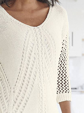 JFN Crochet V Neck Half Sleeves Sweater