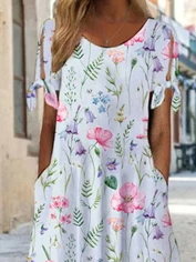 JFN Round Neck Floral Casual Midi Dresses