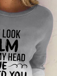 Casual Gradient Letter Print Crew Neck Knit Long Sleeve Sweatshirt