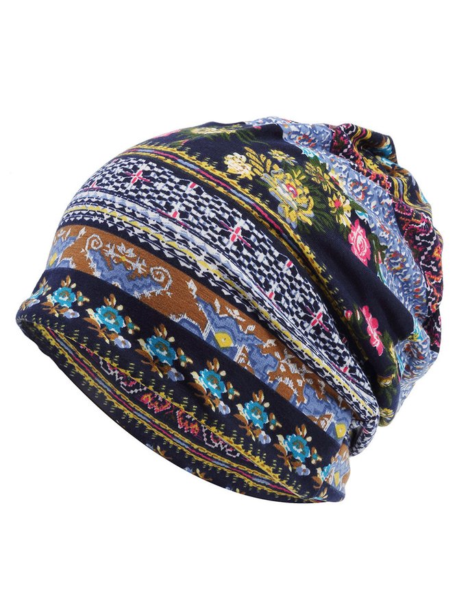 National Pattern Baotou Cap Two Usages Scarf/Hat No Pilling