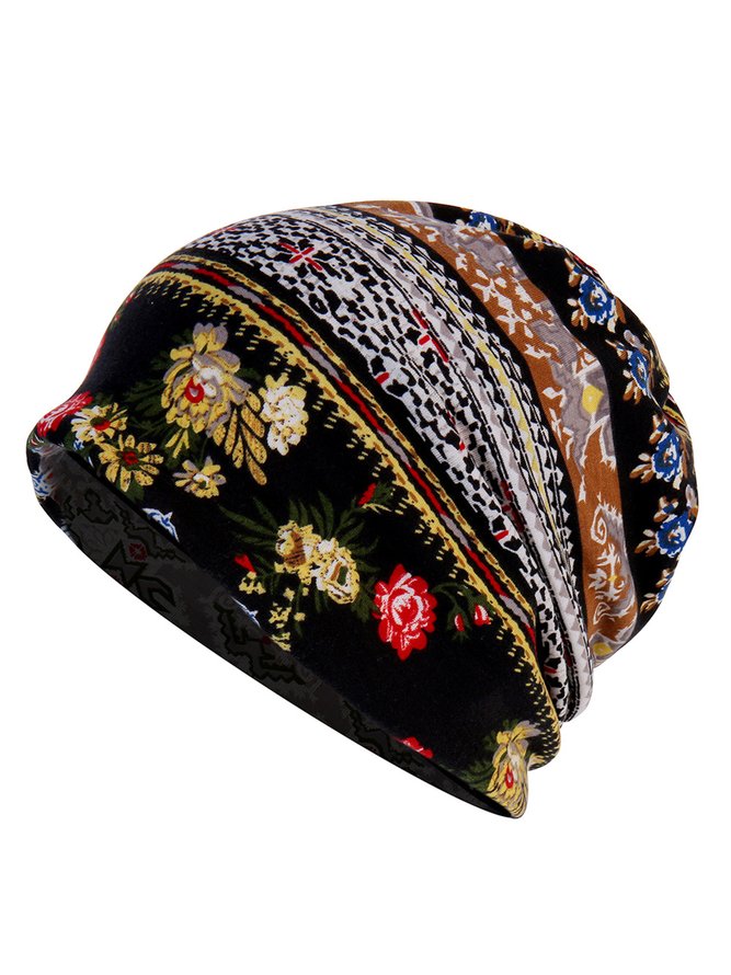 National Pattern Baotou Cap Two Usages Scarf/Hat No Pilling