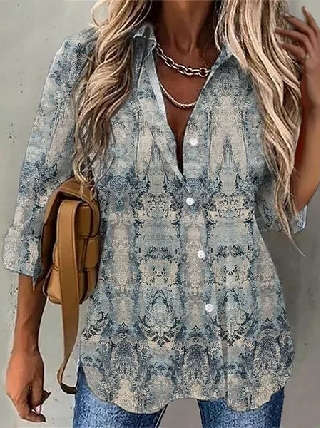 Vintage Shirt Collar Regular Fit Top