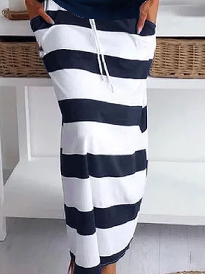 Striped ocean anchor sweater skirt two piece set plus size