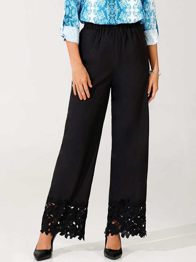 JFN Plain Autumn Urban Lace Straight Flowy Pants