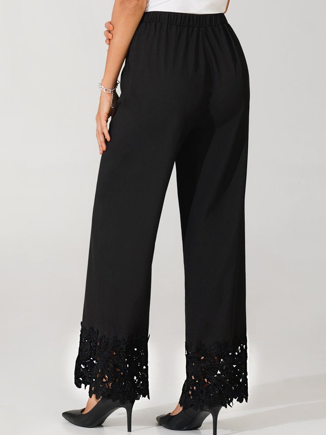 JFN Plain Autumn Urban Lace Straight Flowy Pants