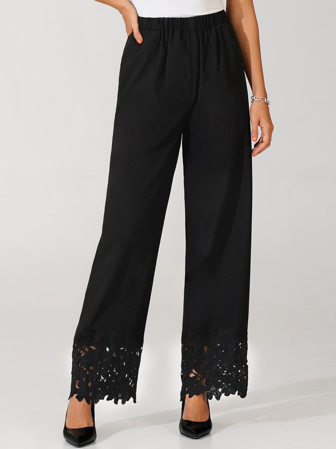 JFN Plain Autumn Urban Lace Straight Flowy Pants