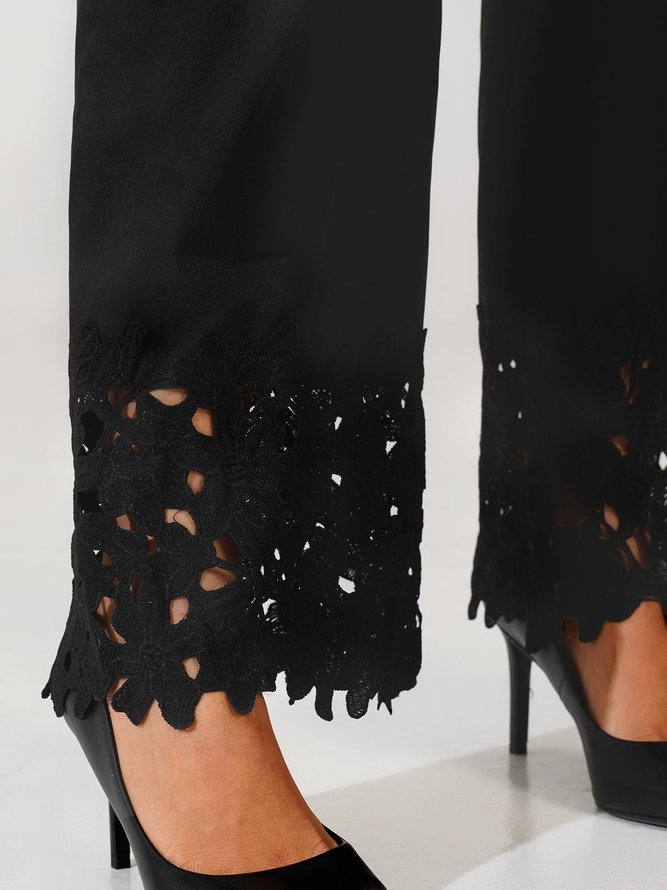 JFN Plain Autumn Urban Lace Straight Flowy Pants