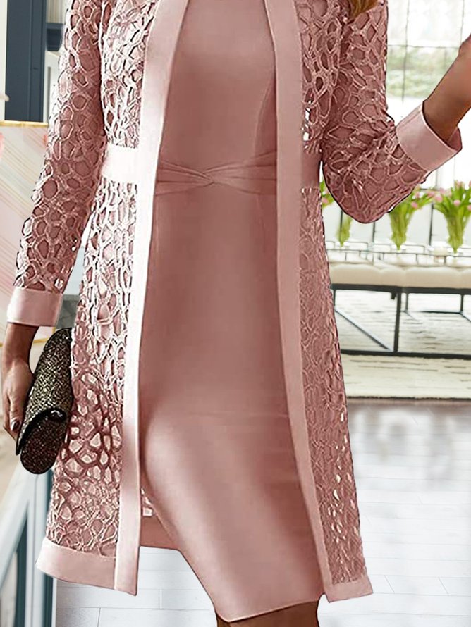 Mother of the groom/bride Dresses Plain Crew Neck Two-Piece Set