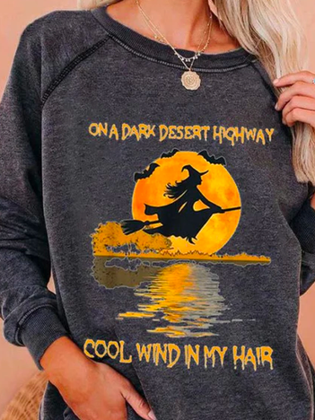 Loose Crew Neck Casual Halloween Sweatshirt