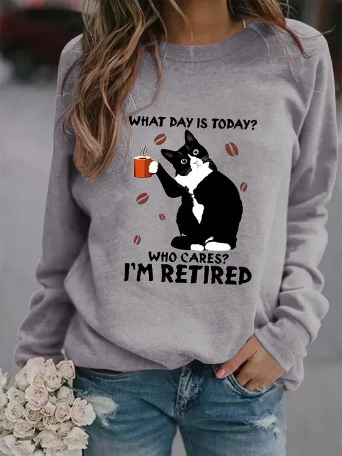 JFN Black Cat What Day Is Today Who Care Sweatshirt
