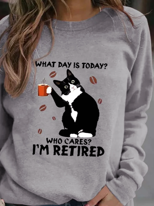 JFN Black Cat What Day Is Today Who Care Sweatshirt