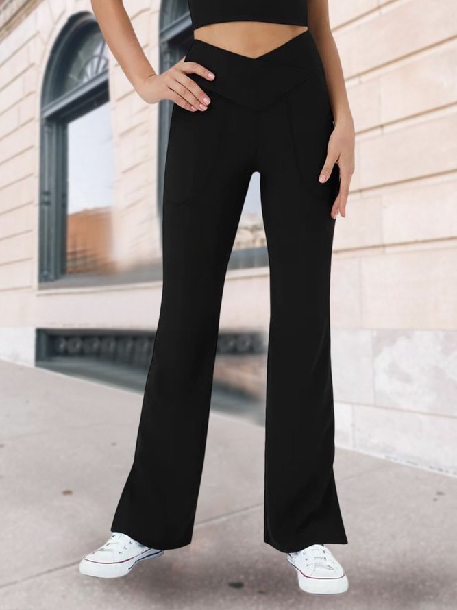 JFN Casual Plain Autumn Elastic Pet Hair Resistant Daily Straight Pants