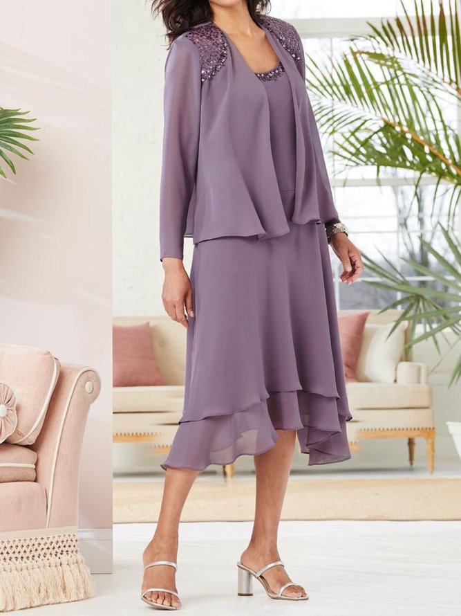 Cotton-Blend Crew Neck Two-Piece Set
