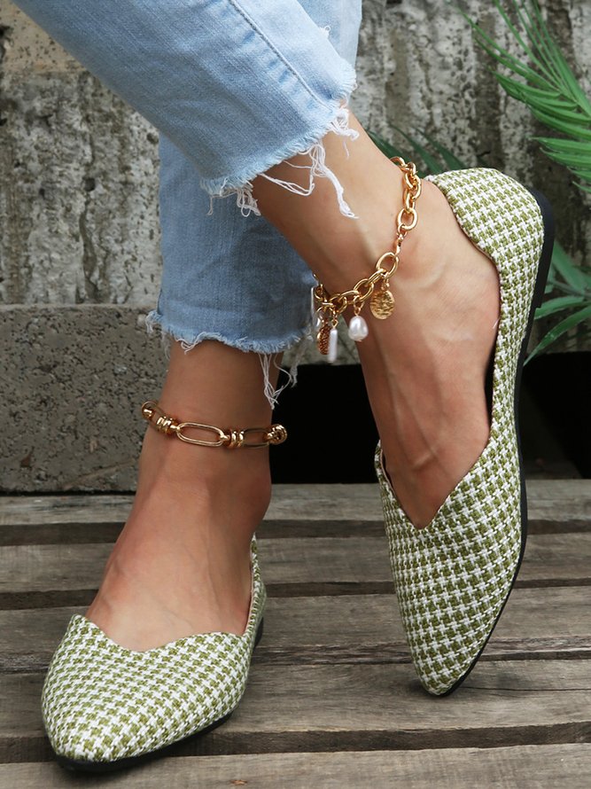 Houndstooth Ladies Pointed Toe Flats