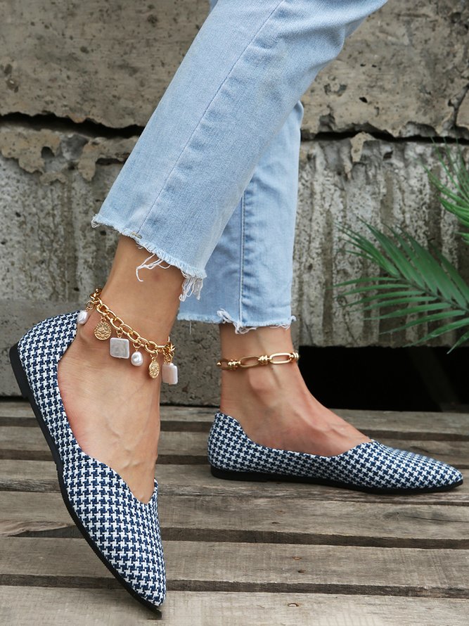 Houndstooth Ladies Pointed Toe Flats