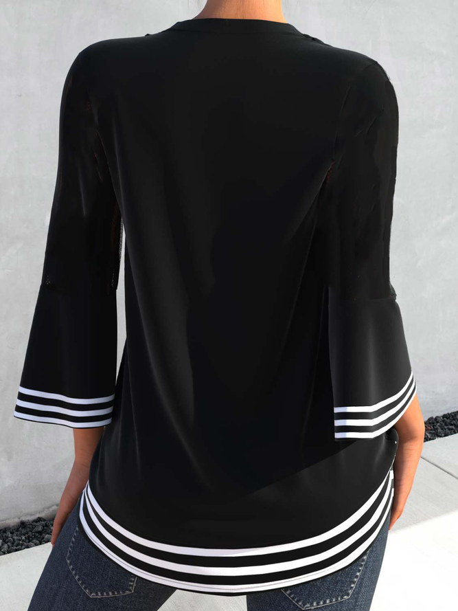 V Neck Geometric Loose Top