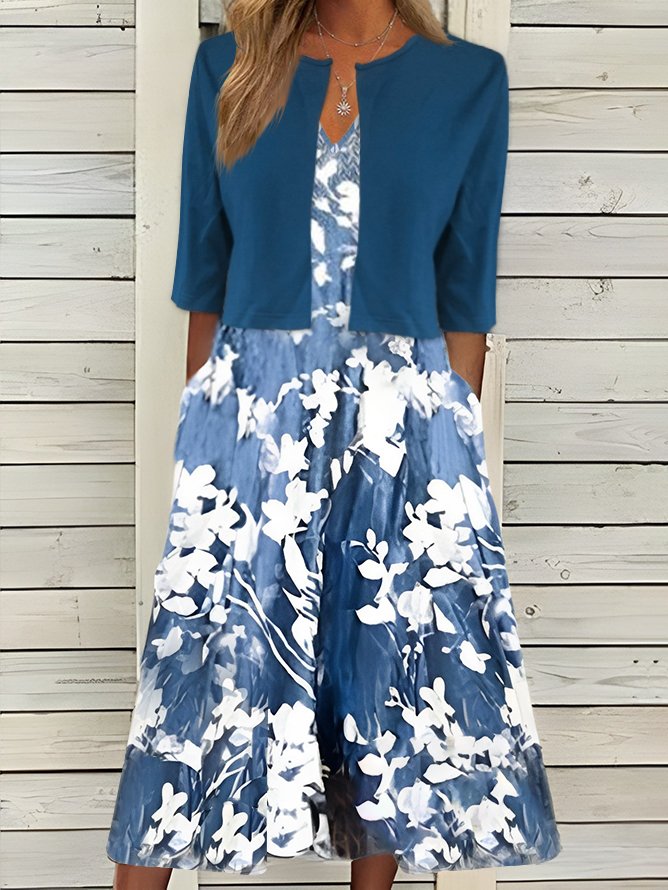 Women's A Line Dress Midi Dress Two-Piece Set  Floral Print Spring Summer Casual Modern