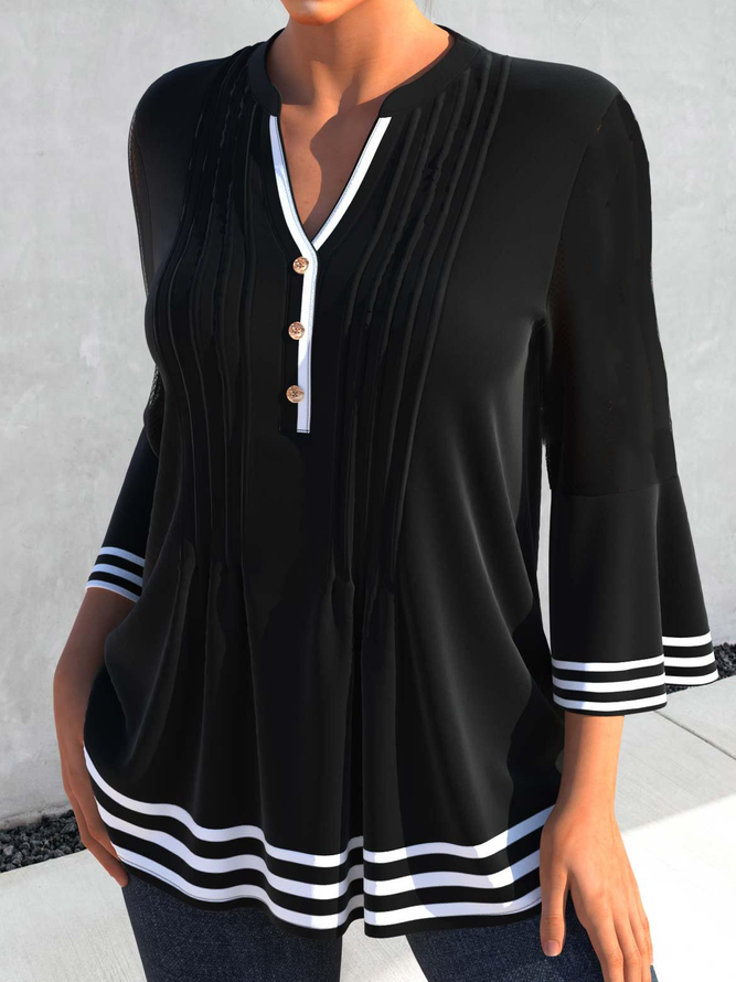 V Neck Geometric Loose Top