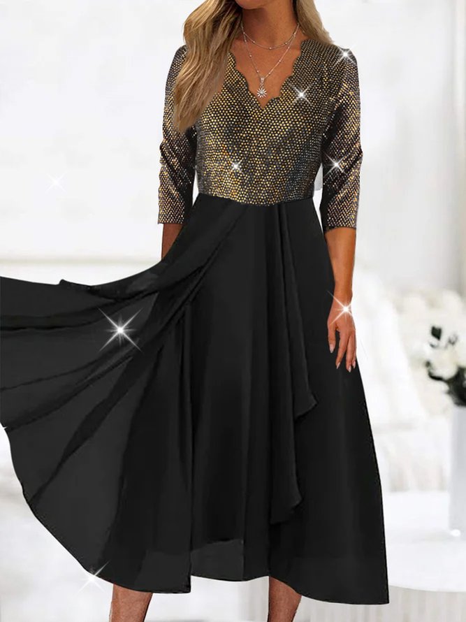 Wedding party Sequin elastic Elegant midi Prom Dress