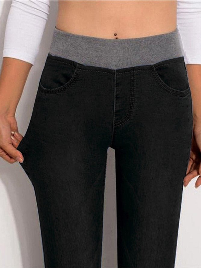 Casual Elastic Waist Stretch Jeans