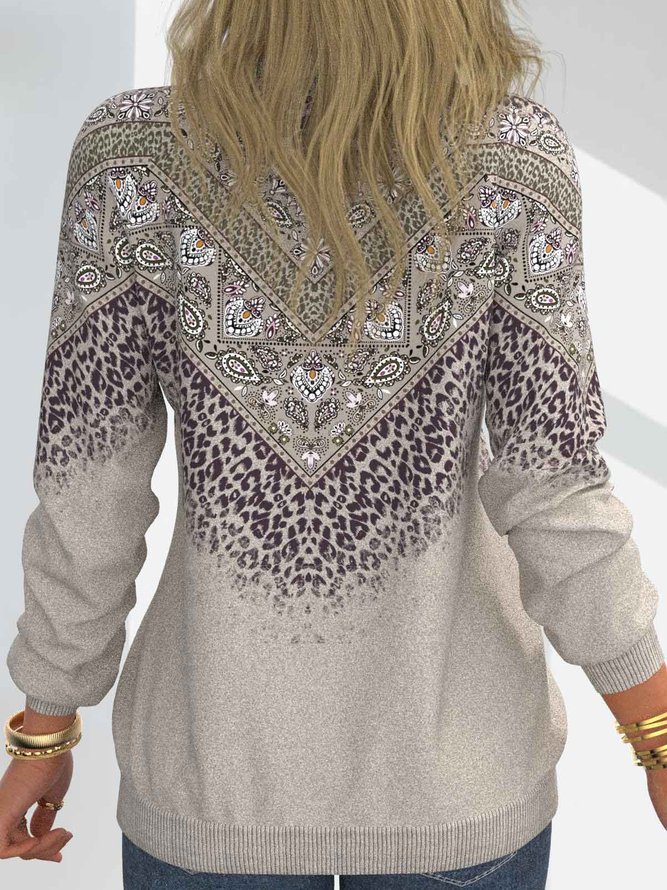 Casual Crew Neck Ethnic Sweatshirt