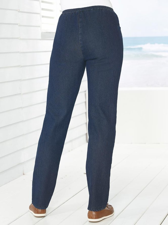 Casual High Stretch Denim Straight Pants
