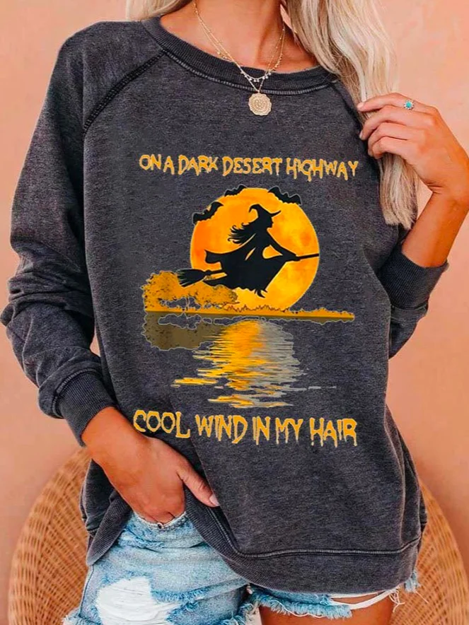 Loose Crew Neck Casual Halloween Sweatshirt
