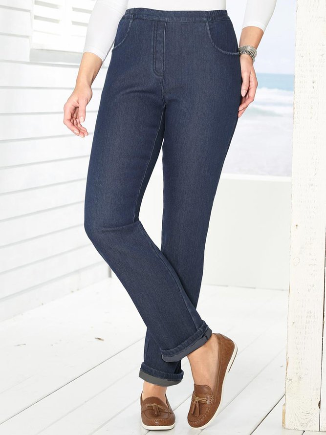 Casual High Stretch Denim Straight Pants