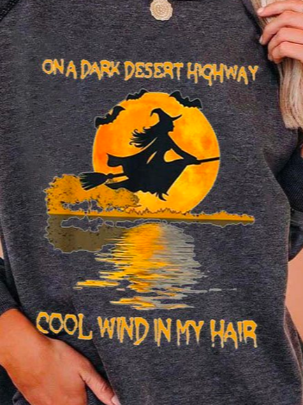 Loose Crew Neck Casual Halloween Sweatshirt